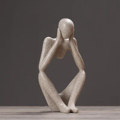 The Range Resin Sculpture Art Abstract Meditator Statue Tabletop Woman Figurine - Coffee / B
