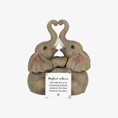 The Range Mini  Elephant Embrace Couple Ornament - Grey
