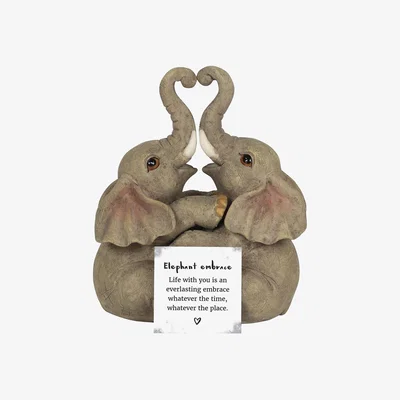 The Range Mini  Elephant Embrace Couple Ornament - Grey