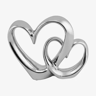 The Range Double Chrome Heart Sculpture - Silver