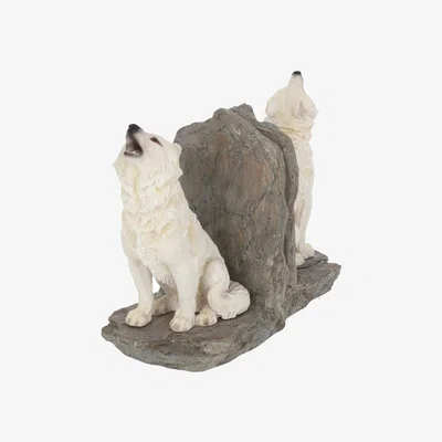 The Range Wardens of the North White Wolf Bookends - 20.3cm
