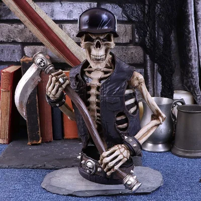 The Range James Ryman Ride Out Of Hell Biker Skeleton Bust Ornament - 30cm