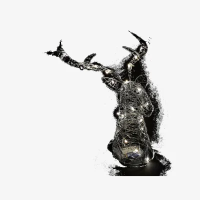 The Range 42cm Premier Christmas Silver Lit Stag Head Sculpture in Warm White - White