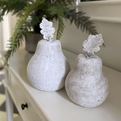 The Range Antiqued Stone Pear Medium Sculpture - Cream