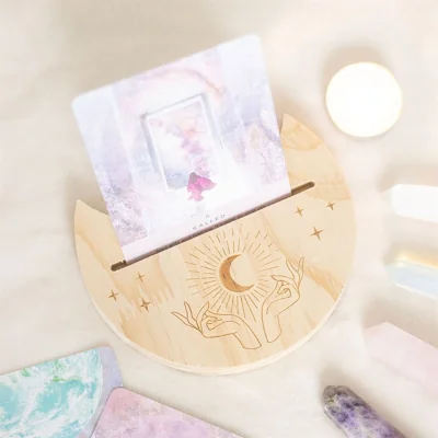 The Range Mystical Hands Crescent Moon Tarot Card Stand Display - Brown