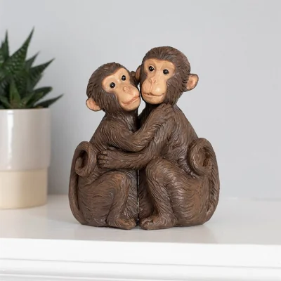 The Range Wild And Carefree Monkey Couple Ornament - Brown