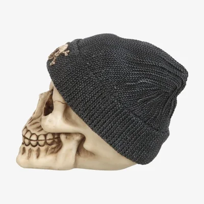 The Range Gothic Skull Ornament With Beanie And Crossbones Design - Cream
