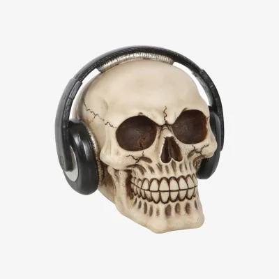 The Range Gothic Skull Headphones Ornament For Music Lovers - Cream