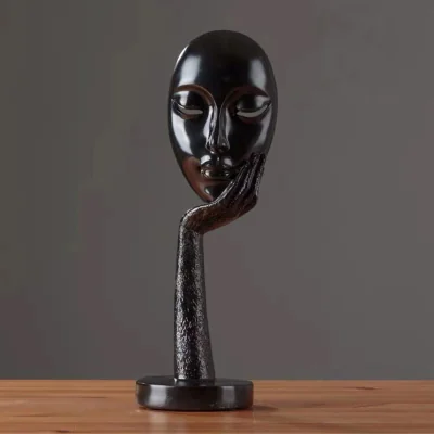 The Range Creative Thinking Face Figurine Sculpture - Black / 37cm