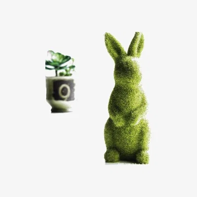 The Range Artificial Flocking Grass Standing Rabbit Handmade Sculpture Toy Easter Decor - Green