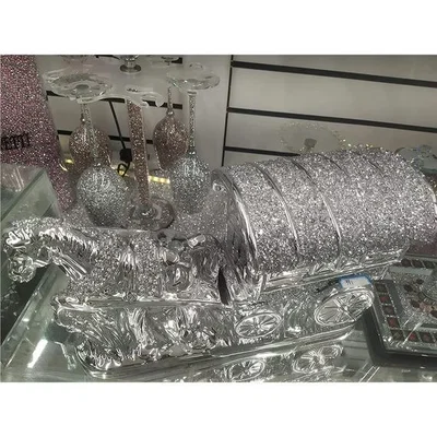The Range Silver Horse With Wagon Gypsy Crushed Diamond - Silver