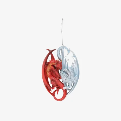 The Range Entwined Fire And Ice Dragon Hanging Ornament - Multicolor