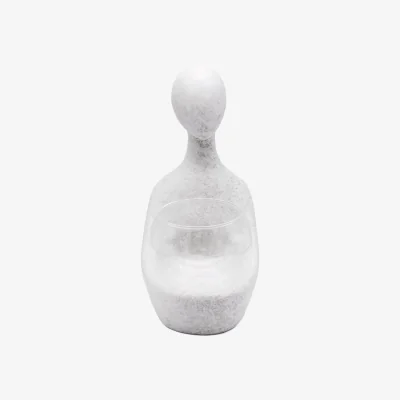 The Range Abstract Lover Art Sculpture Ornament with Glass Bowl - White