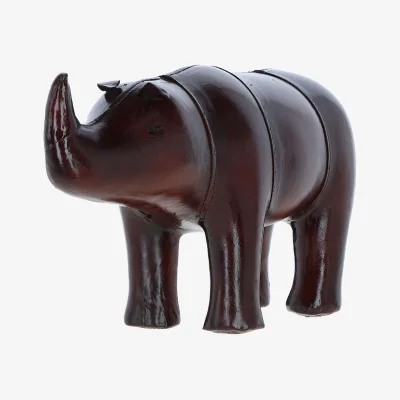 The Range Handcrafted Leather Rhino Decorative Ornament - Chestnut