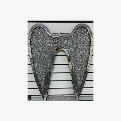 The Range Crushed Jewel Diamond Crystal Wall Hanging Angel Wings  - Silver
