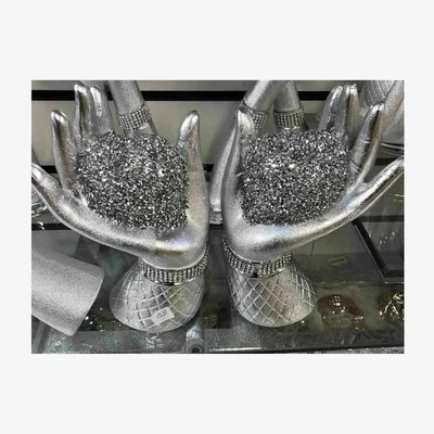 The Range Silver Pair Of Heart In Hands Sparkle Ornament - Silver