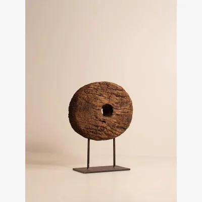 Soho Home Vintage Sculptural Wheel, Wood, France