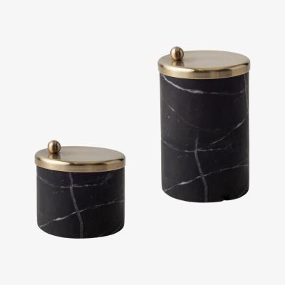 Wolf & Badger Tumblr Black Marble And Brass Container Set . Bruci Editora De Diseño