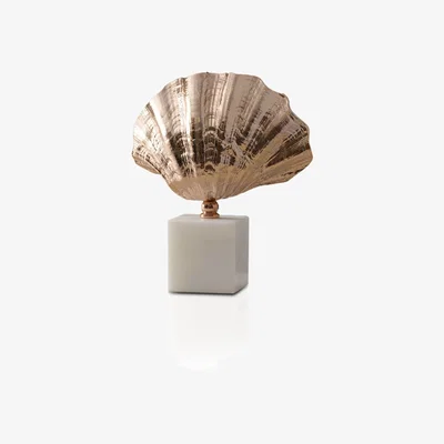 Wolf & Badger Rose Gold Oyster Shell Decor With White Marble Base | Anatoliacraft