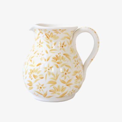 Wolf & Badger Neutrals / White / Yellow Sunburst Flowers Jug - Yellow Rosanna Corfe
