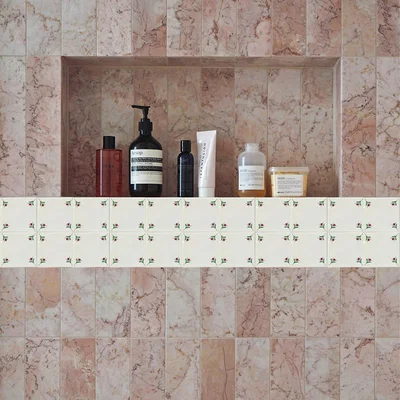 Wolf & Badger Red / Green / Pink Tile Borders Flowers Catchii
