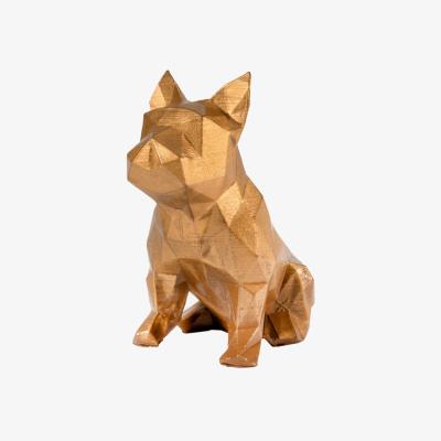Wolf & Badger French Bulldog Geometric Sculpture - Frank In Metallic Aztec Gold | Marokka Design
