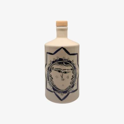 Wolf & Badger Black / Blue / White Artisan Crafted Ceramic Zeugma One Bottle And Vessels Black and Wild