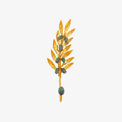Wolf & Badger Gold / Green Olive Wall Hook In Gold | Inner Child