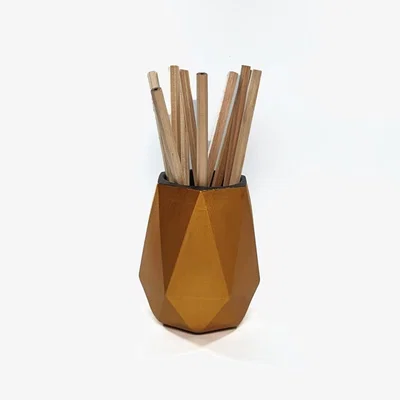 Wolf & Badger Painted Gold Concrete Geometric Pen Holder One Size Ruby Melo