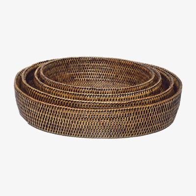 Wolf & Badger Brown Medium Oval Rattan Bowl | Casabyjj