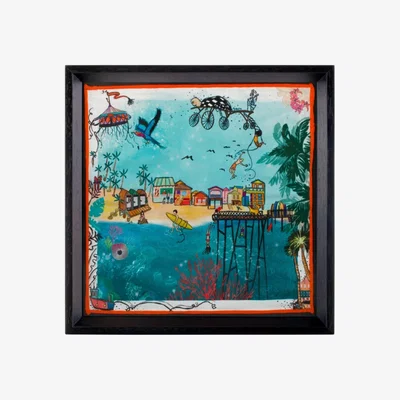 Wolf & Badger Hawaii Beach Life Framed Silk Scarf One Size Un Poco