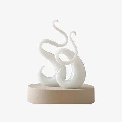 Wolf & Badger White Hand-Blown Glass Sculpture Duo - Abstract Waves In Assorted Colors & Two Pieces | Anatoliacraft