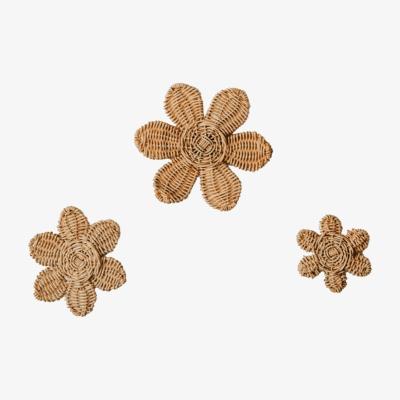 Wolf & Badger Rattan Flowers Wall Decor Set Of Three Pink Haley