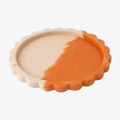 Wolf & Badger Yellow / Orange Concrete Scallop Tray - Terracotta & Blush Smith & Goat