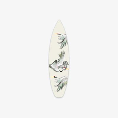 Wolf & Badger White Surfboard Wall Decor Flying Cranes Catchii