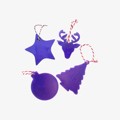 Wolf & Badger Purple Christmas Ornament Set Of Four | By Shax