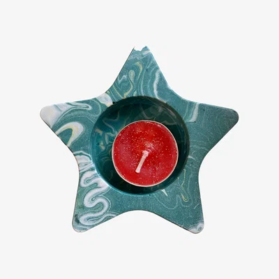 Wolf & Badger Large Starry Tealight Holder - Green By Shax