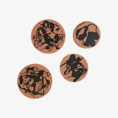 Wolf & Badger Yellow / Orange Splat Coasters - Set Of Four By Shax