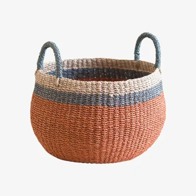 Wolf & Badger Coral Tabletop Catch-All With Handle - Handcrafted Baskets Likhâ