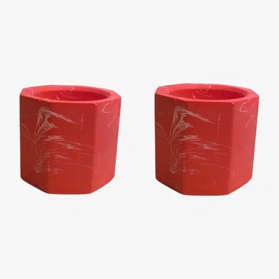 Wolf & Badger Festive Marbled Tealight Holder - Pair By Shax