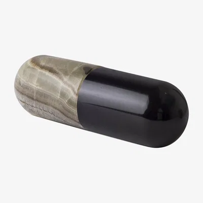 Wolf & Badger Capsule Marble Alabaster Sculpture - Black And Jacob