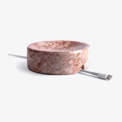 Wolf & Badger Rose Gold Cable Holder Pink Marble And Jacob