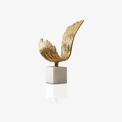 Wolf & Badger Gold / White Gold Seagull Wing Decor With Marble Base – Elegant Coastal-Inspired Accent | Anatoliacraft