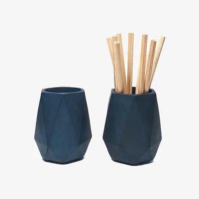 Wolf & Badger Two Geometric Pen Holders - Ocean Blue One Size Ruby Melo