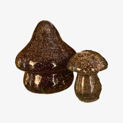 Wolf & Badger Gold / Brown Sparkly Mushrooms Pair - Brown & Gold By Shax