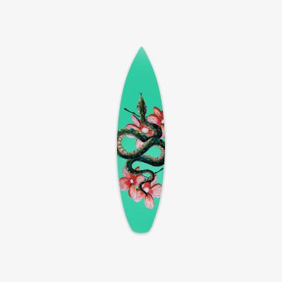 Wolf & Badger Green Surfboard Wall Decor Snake Flowers Catchii