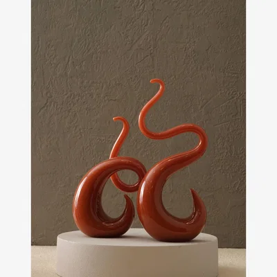 Wolf & Badger Brown Hand-Blown Glass Sculpture Duo - Earthy Rust Abstract Art | Anatoliacraft