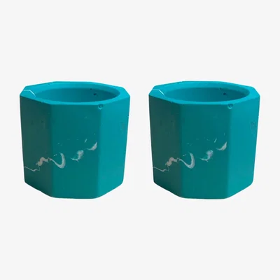 Wolf & Badger Festive Green Marbled Tealight Holder - Pair By Shax
