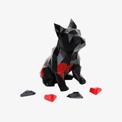Wolf & Badger French Bulldog Sculpture - Black With Red Hearts | Marokka Design