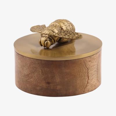 Wolf & Badger Gold / Brown Bee Decorative Trinket Box Adams & Mack
